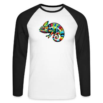 Chameleon - Unisex Long Sleeve Baseball T-Shirt - white/black - Front - Nik (191cm)