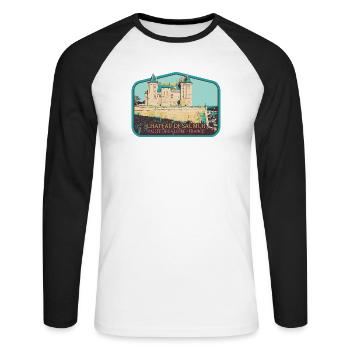 Château de Saumur, Loire Valley - Unisex Long Sleeve Baseball T-Shirt - white/black - Front - Nik (191cm)