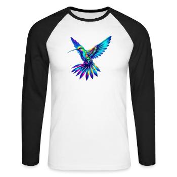 Kolibri - Unisex Baseballshirt langarm - Weiß/Schwarz - Vorne - Nik (191cm)