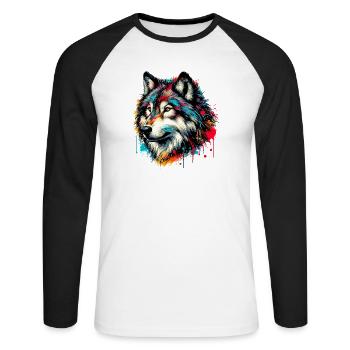 Wolf - Unisex Long Sleeve Baseball T-Shirt - white/black - Front - Nik (191cm)