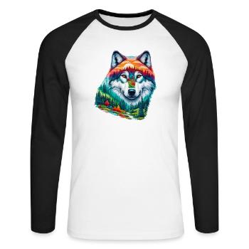 Loup - T-shirt baseball manches longues Homme - blanc/noir - Devant - Nik (191cm)