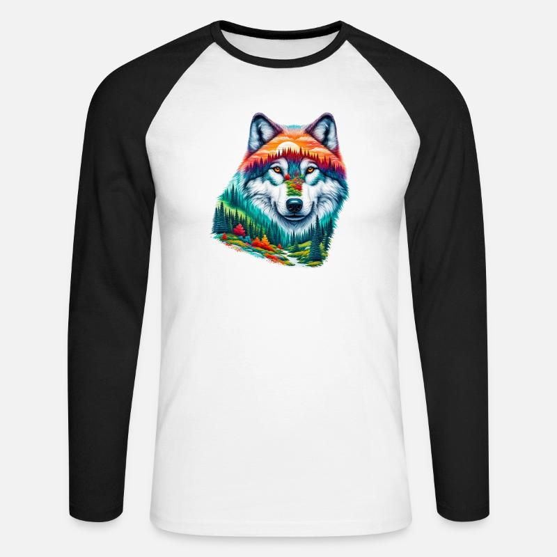 Wolf - Unisex Long Sleeve Baseball T-Shirt - white/black