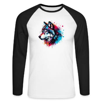 Wolf - Unisex Long Sleeve Baseball T-Shirt - white/black - Front - Nik (191cm)