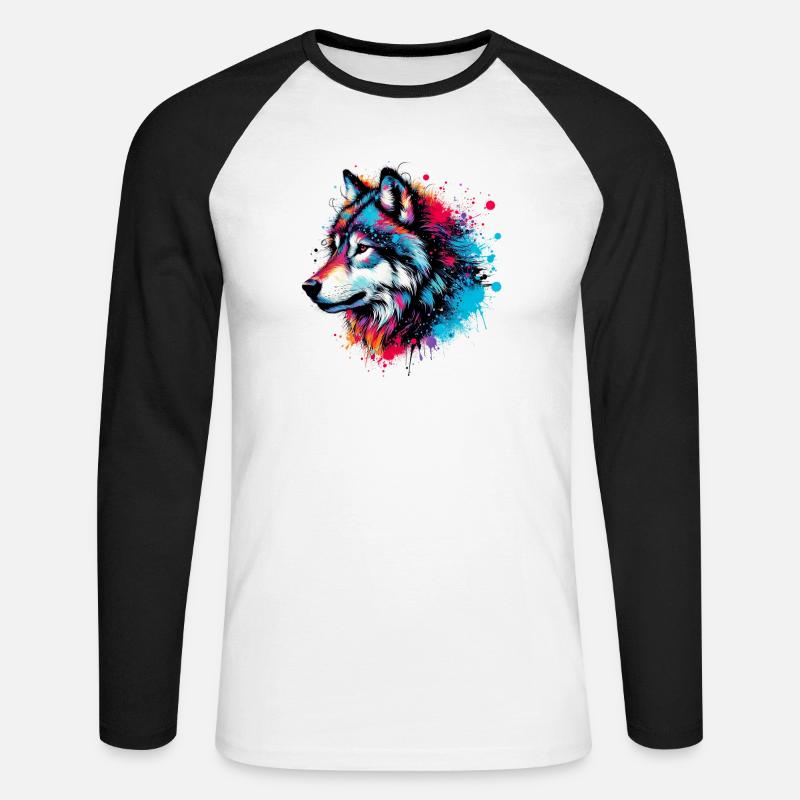 Wolf - Unisex Long Sleeve Baseball T-Shirt - white/black