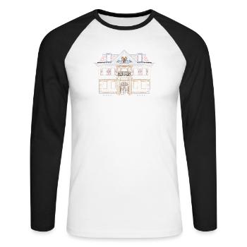 Tübingen, Maison de l’Université de Dessin, Allemagne - T-shirt baseball manches longues Homme - blanc/noir - Devant - Nik (191cm)