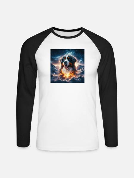 Bouvier bernois - T-shirt baseball manches longues Homme - blanc/noir