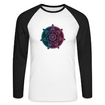 Boussole symbolique du mandala – Ornament Illustrati - T-shirt baseball manches longues Homme - blanc/noir - Devant - Nik (191cm)
