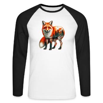 Renard - T-shirt baseball manches longues Homme - blanc/noir - Devant - Nik (191cm)