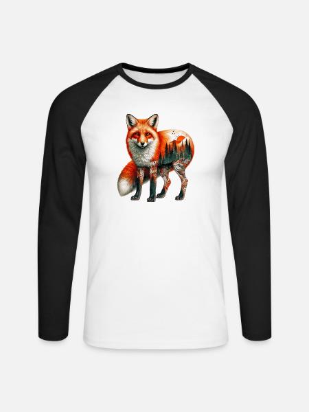 Fuchs - Unisex Baseballshirt langarm - Weiß/Schwarz
