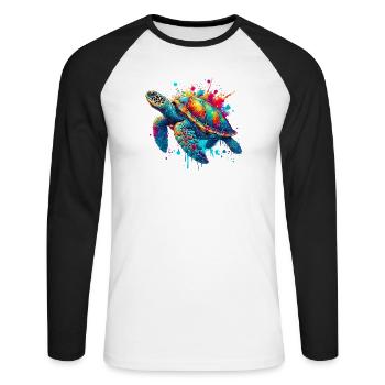 Turtle - Unisex Long Sleeve Baseball T-Shirt - white/black - Front - Nik (191cm)
