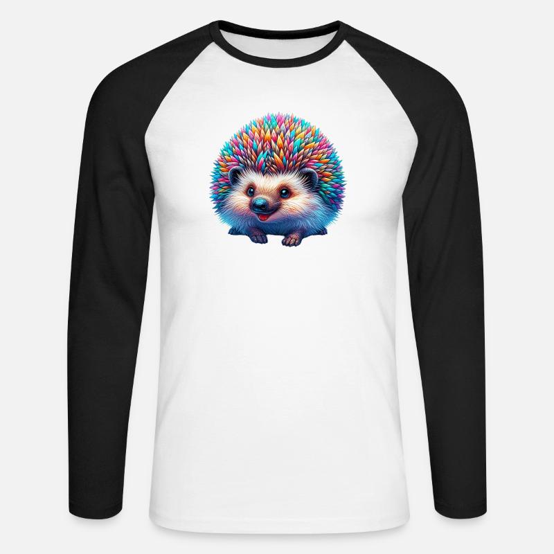 Igel - Unisex Baseballshirt langarm - Weiß/Schwarz