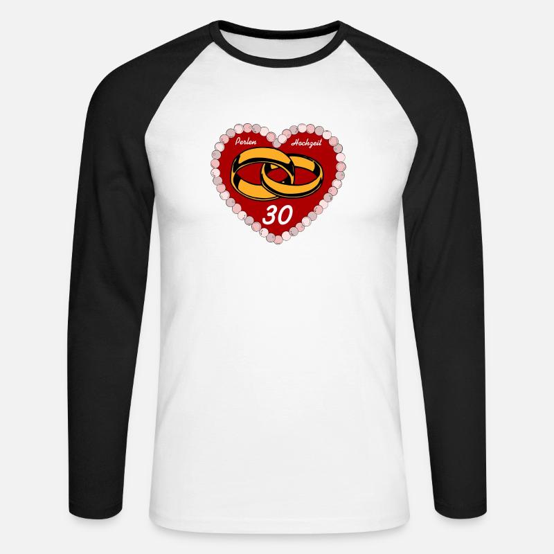 Perlenhochzeit , 30 Jahre EHE (25) - Unisex Baseballshirt langarm - Weiß/Schwarz
