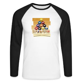 Billard - Unisex Baseballshirt langarm - Weiß/Schwarz - Vorne - Nik (191cm)