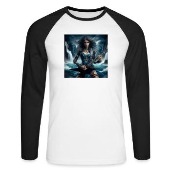 Ocean Metaller, - Unisex Baseballshirt langarm - Weiß/Schwarz - Vorne - Nik (191cm)
