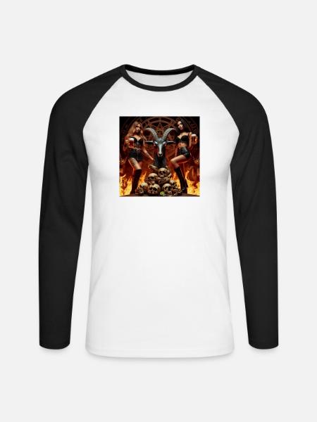 Bier-Metalheads in der Unterwelt - Unisex Baseballshirt langarm - Weiß/Schwarz