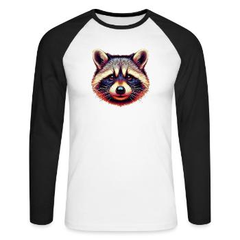 Raton laveur - T-shirt baseball manches longues Homme - blanc/noir - Devant - Nik (191cm)