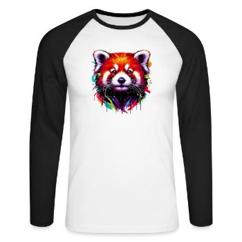 Kleiner Panda - Unisex Baseballshirt langarm - Weiß/Schwarz - Vorne - Nik (191cm)