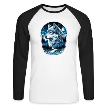 Wolf - Unisex Long Sleeve Baseball T-Shirt - white/black - Front - Nik (191cm)