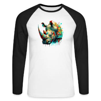 Rhinoceros - Unisex Long Sleeve Baseball T-Shirt - white/black - Front - Nik (191cm)