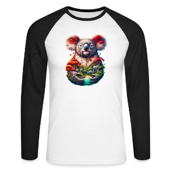 Koala - Unisex Baseballshirt langarm - Weiß/Schwarz - Vorne - Nik (191cm)