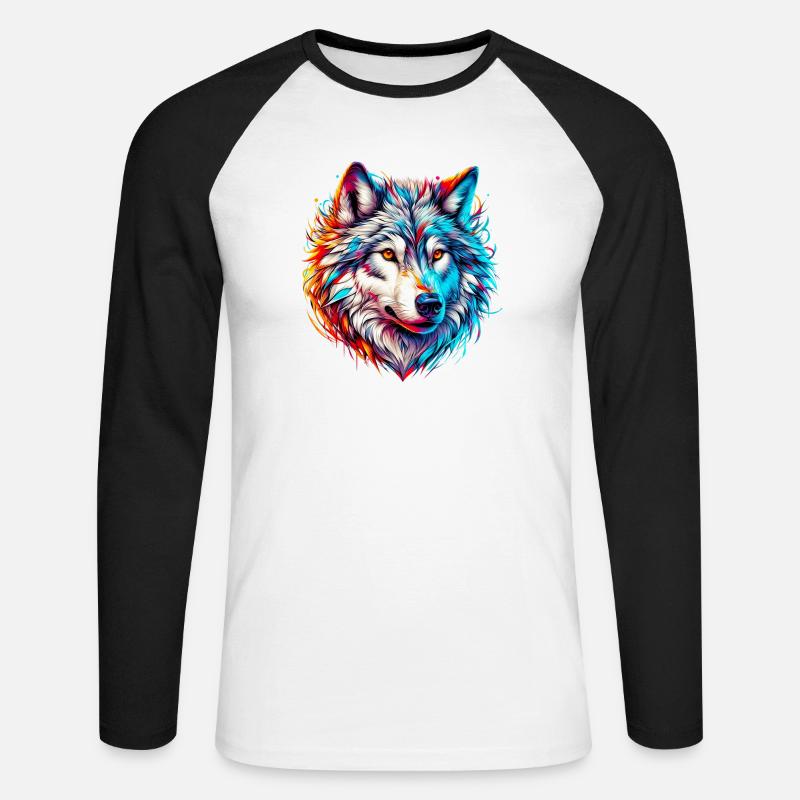 Wolf - Unisex Long Sleeve Baseball T-Shirt - white/black
