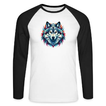 Wolf - Unisex Long Sleeve Baseball T-Shirt - white/black - Front - Nik (191cm)