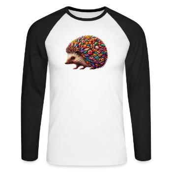 Hérisson - T-shirt baseball manches longues Homme - blanc/noir - Devant - Nik (191cm)