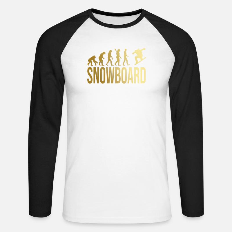 Evolution Snowboard - Unisex Baseballshirt langarm - Weiß/Schwarz