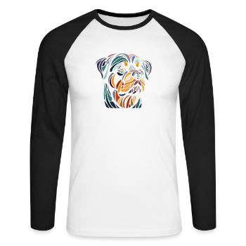 Rottweiler Dog Head Geometry Polygon Art - Unisex Long Sleeve Baseball T-Shirt - white/black - Front - Nik (191cm)