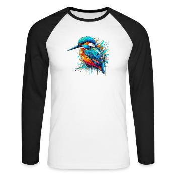 Martin-pêcheur - T-shirt baseball manches longues Homme - blanc/noir - Devant - Nik (191cm)