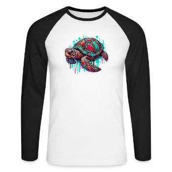 Turtle - Unisex Long Sleeve Baseball T-Shirt - white/black - Front - Nik (191cm)
