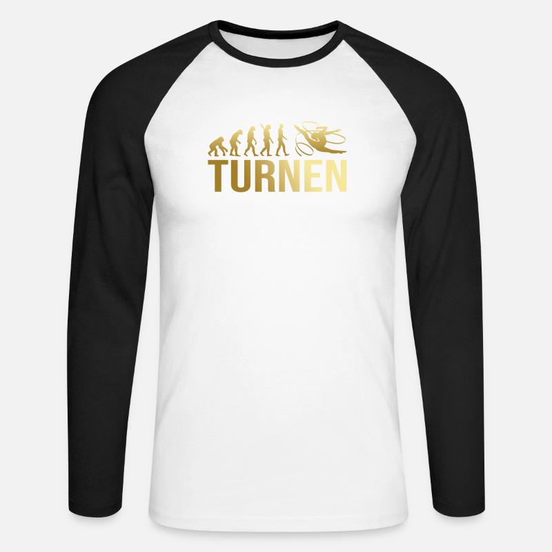 Evolution Turnen - Unisex Baseballshirt langarm - Weiß/Schwarz