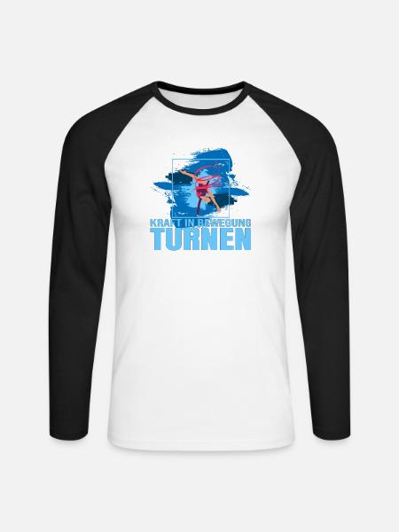 Kraft in Bewegung - Turnen - Unisex Baseballshirt langarm - Weiß/Schwarz