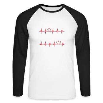 Joueurs professionnels Jeux de casino Jeux de hasard Poker Jeux d’argent - T-shirt baseball manches longues Homme - blanc/noir - Devant - Nik (191cm)