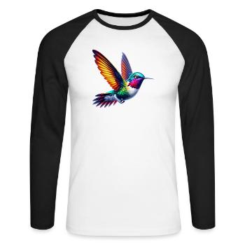 Colibri - T-shirt baseball manches longues Homme - blanc/noir - Devant - Nik (191cm)