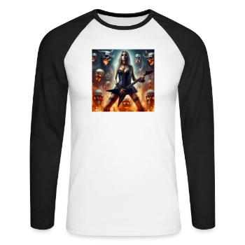 Hell dominated by heavy metal - Unisex Long Sleeve Baseball T-Shirt - white/black - Front - Nik (191cm)