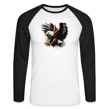 Adler - Unisex Baseballshirt langarm - Weiß/Schwarz - Vorne - Nik (191cm)