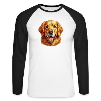 Golden Retriever Labrador Dog - Unisex Long Sleeve Baseball T-Shirt - white/black - Front - Nik (191cm)