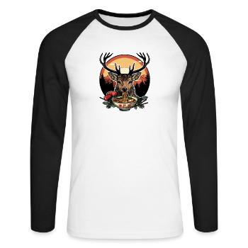 Deer Ramen Japan Deer Deer Deer Retro Vintage - Unisex Long Sleeve Baseball T-Shirt - white/black - Front - Nik (191cm)