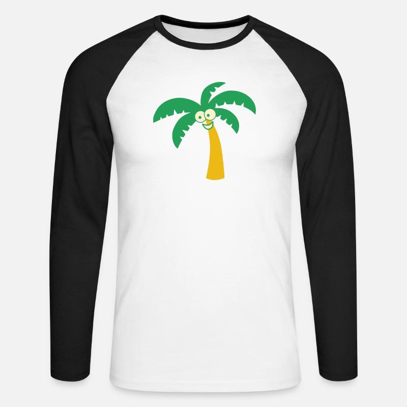 Palme - Unisex Baseballshirt langarm - Weiß/Schwarz