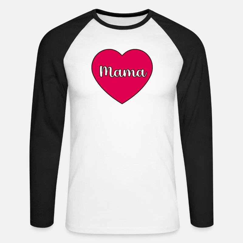 Mama-Herz - Unisex Baseballshirt langarm - Weiß/Schwarz