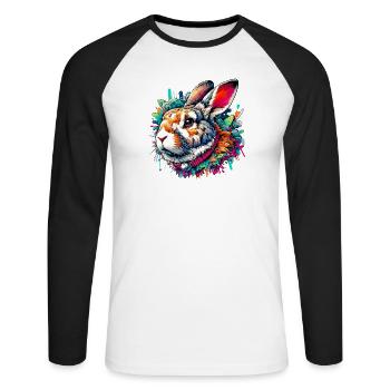 Lapin - T-shirt baseball manches longues Homme - blanc/noir - Devant - Nik (191cm)
