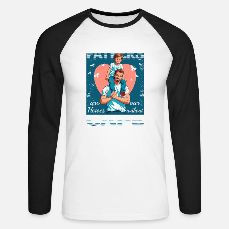 Väter sind Helden - Unisex Baseballshirt langarm - Weiß/Schwarz