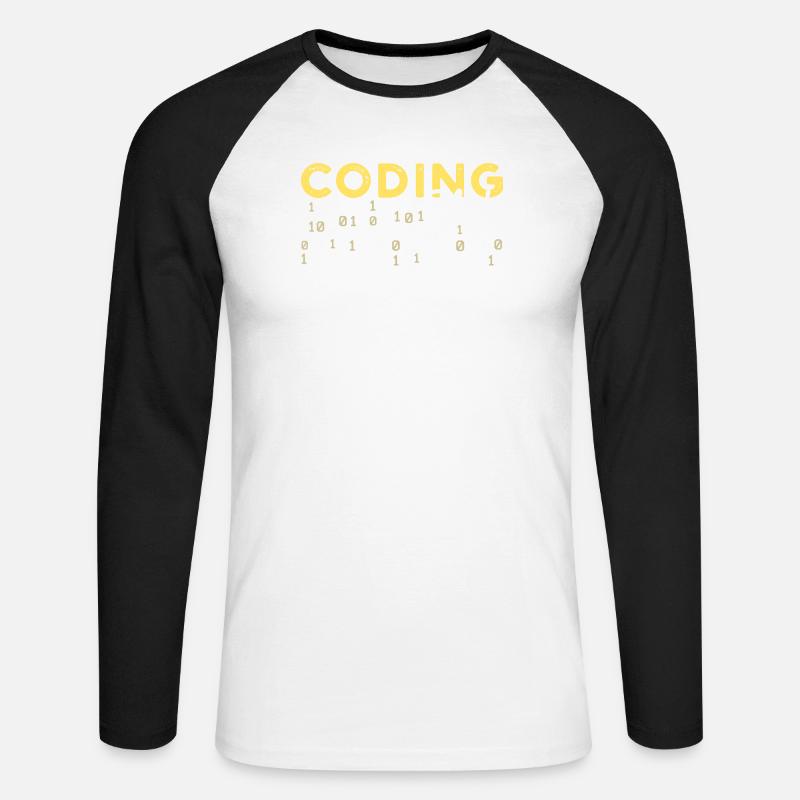 Coden Statement Développeur Programmeur Scripting - T-shirt baseball manches longues Homme - blanc/noir