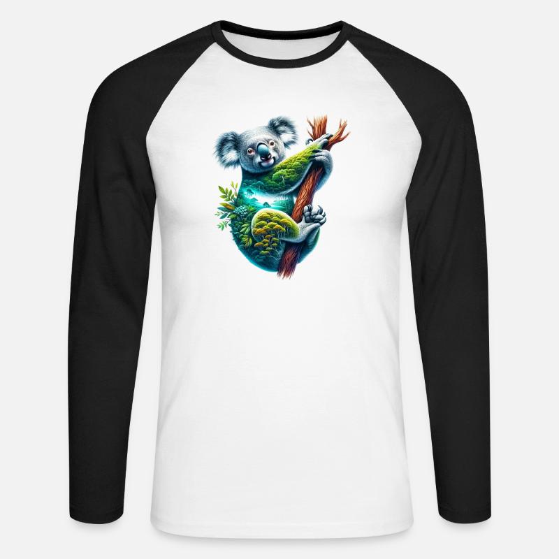 Koala - Unisex Baseballshirt langarm - Weiß/Schwarz