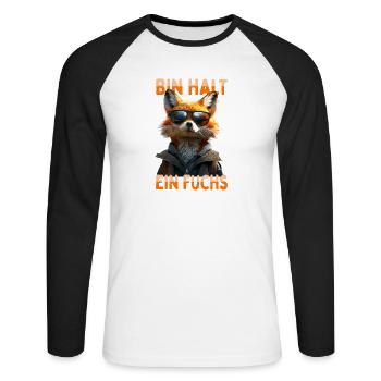 Fox saying I'm just a fox cunning foxes - Unisex Long Sleeve Baseball T-Shirt - white/black - Front - Nik (191cm)