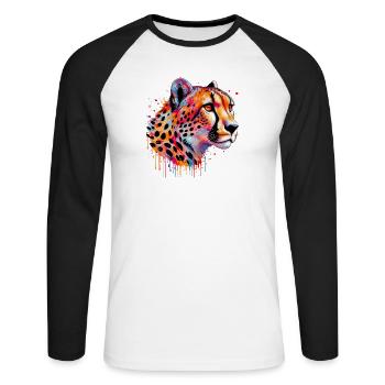 Guépard - T-shirt baseball manches longues Homme - blanc/noir - Devant - Nik (191cm)