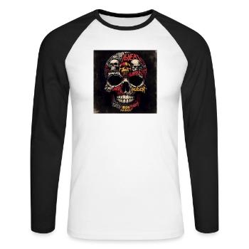 Crâne en métal lourd - T-shirt baseball manches longues Homme - blanc/noir - Devant - Nik (191cm)