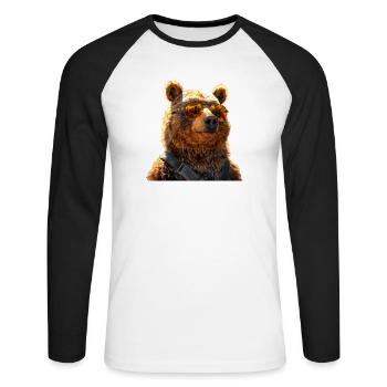 Brown Bear, Grizzly Bear, Bear Brothers, Dad, Wild Bears - Unisex Long Sleeve Baseball T-Shirt - white/black - Front - Nik (191cm)
