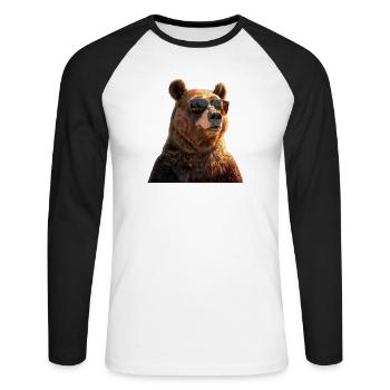 Brown Bear, Grizzly Bear, Bear Brothers, Dad, Wild Bears - Unisex Long Sleeve Baseball T-Shirt - white/black - Front - Nik (191cm)